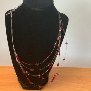 Gray and Red Wire beads Necklace
